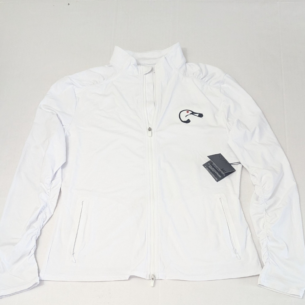 G/FORE WHISPER STRETCH WOVEN GOLF Womens Zip Front White Long Sleeve Size S NWOT